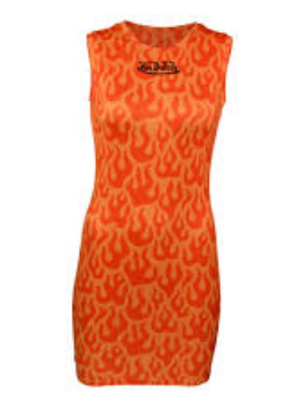 Von Dutch Womens Flame Print Bodycon Mini Dress Orange Yellow Sleeveless Small
